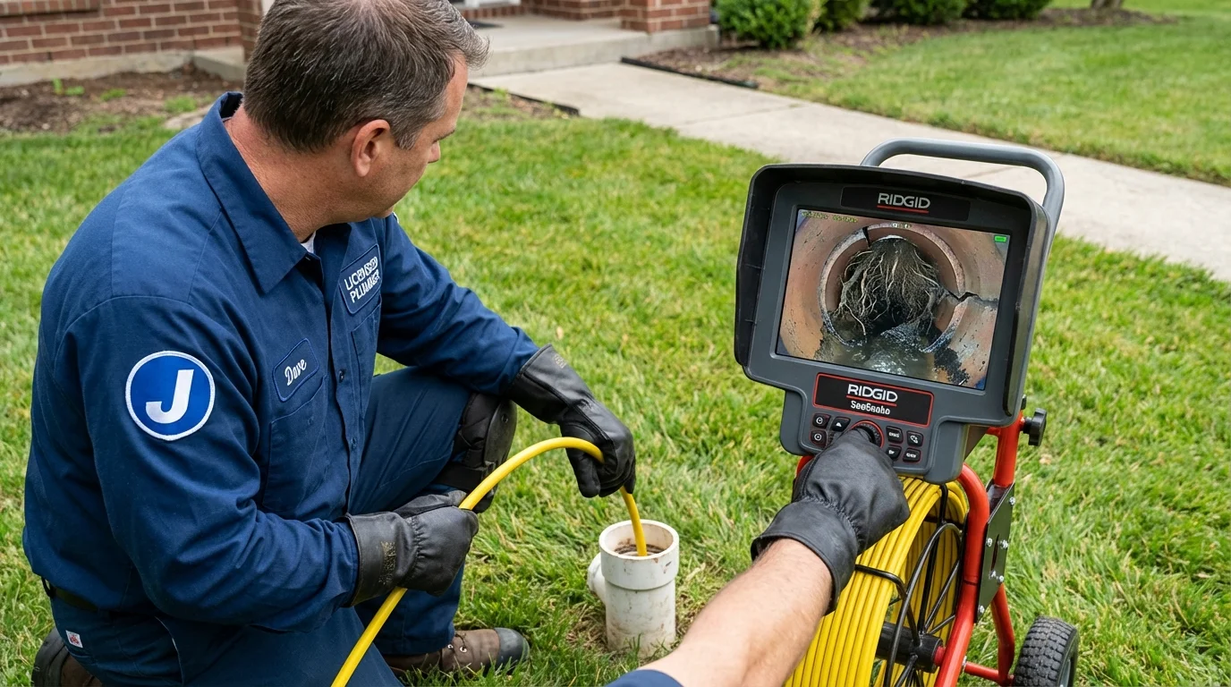 Sewer camera inspection being performed by Johns Plumbing LLC in Heppner