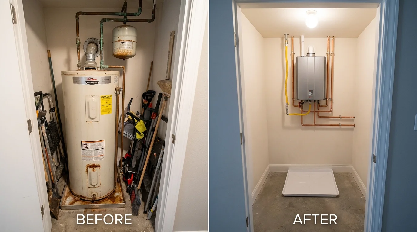 Tank water heater versus wall-mounted tankless unit comparison for Heppner, OR homeowners