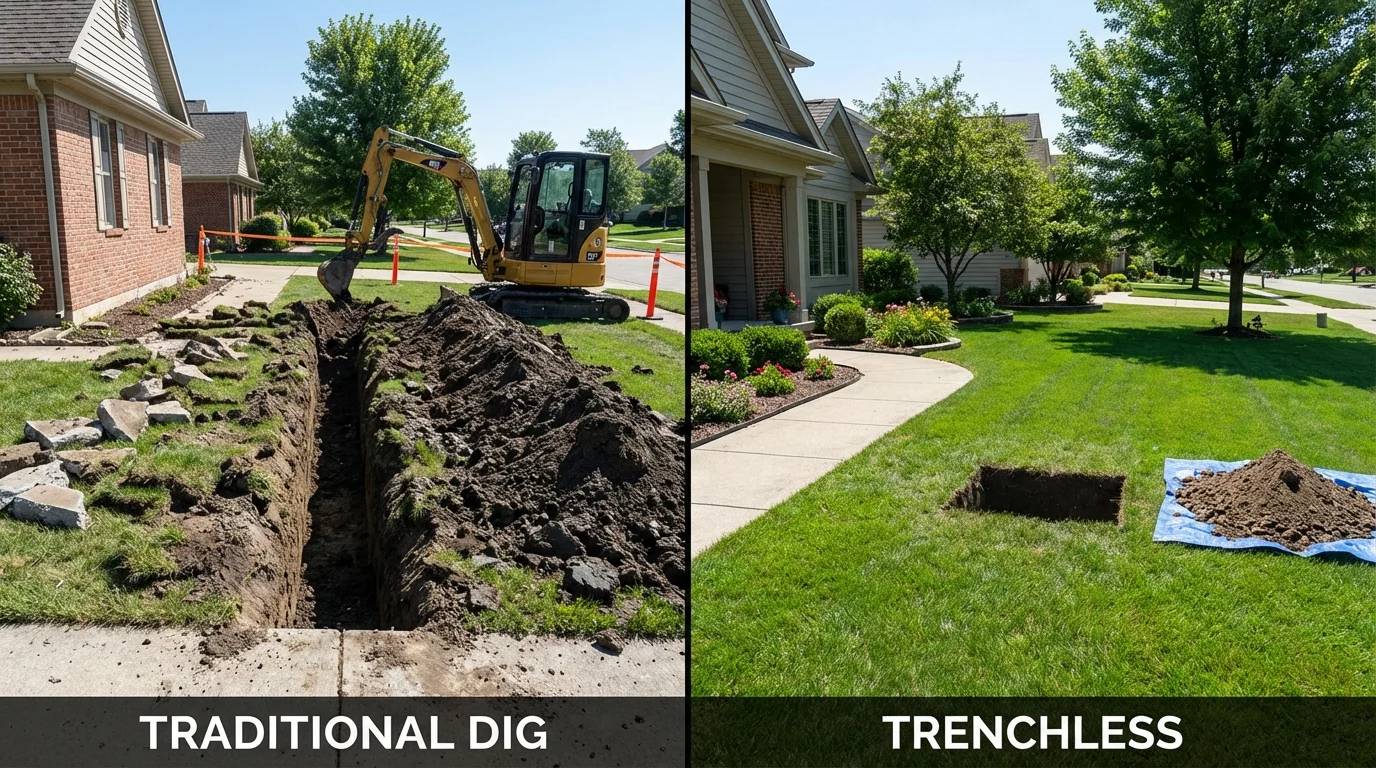 Trenchless sewer repair with minimal yard damage versus traditional excavation in Heppner, OR